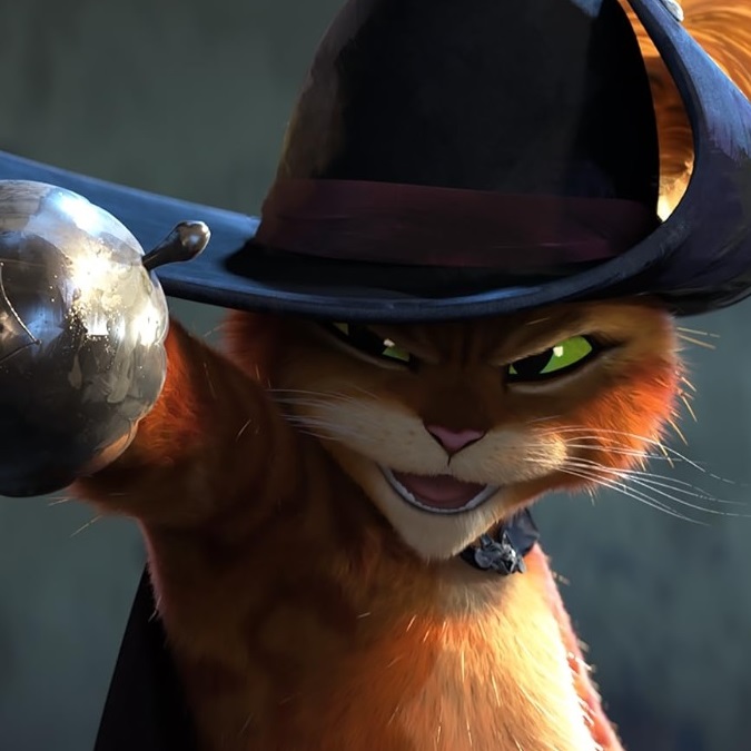  Puss holding his rapier 